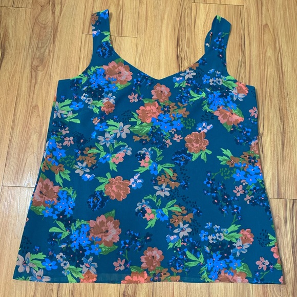 CAbi Teal Floral Print Still Life Cami Blouse - Picture 4 of 12